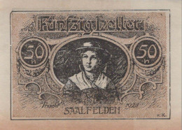 50 HELLER 1920 Stadt SAALFELDEN Salzburg Österreich Notgeld Banknote #PF206 - [11] Emissions Locales