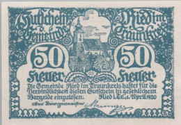 50 HELLER 1920 Stadt RIED IM TRAUNKREIS Oberösterreich Österreich Notgeld #PE542 - [11] Emissions Locales