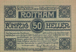 50 HELLER 1920 Stadt ROITHAM Oberösterreich Österreich UNC Österreich Notgeld #PH106 - [11] Emissions Locales