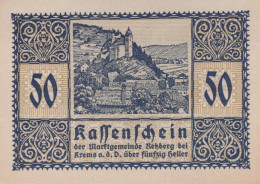 50 HELLER 1920 Stadt REHBERG BEI KREMS AN DER DONAU Niedrigeren Österreich Notgeld Papiergeld Banknote #PG801 - [11] Local Banknote Issues