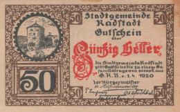 50 HELLER 1920 Stadt RADSTADT Salzburg Österreich Notgeld Banknote #PD985 - [11] Emissions Locales