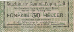 50 HELLER 1920 Stadt PUPPING Oberösterreich Österreich Notgeld Banknote #PE289 - [11] Local Banknote Issues