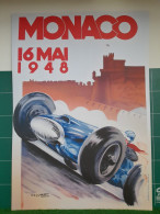 COURSE AUTOMOBILE MONACO 1948 - AFFICHE POSTER - Auto's