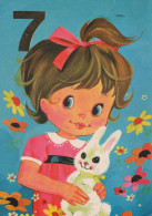HAPPY BIRTHDAY 7 Year Old GIRL CHILDREN Vintage Postal CPSM #PBT823.GB - Compleanni