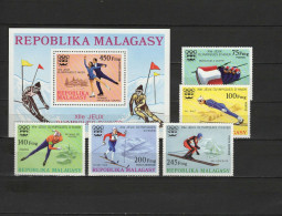 Malagasy - Madagascar 1975 Olympic Games Innsbruck Set Of 5 + S/s MNH - Hiver 1976: Innsbruck