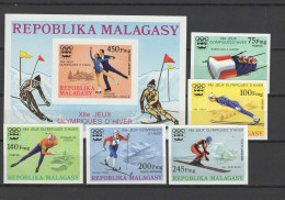 Malagasy - Madagascar 1975 Olympic Games Innsbruck Set Of 5 + S/s Imperf. MNH -scarce- - Invierno 1976: Innsbruck