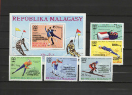 Malagasy - Madagascar 1976 Olympic Games Innsbruck Set Of 5 + S/s With Winners Overprint MNH - Hiver 1976: Innsbruck