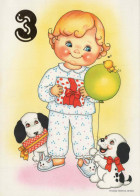 FELIZ CUMPLEAÑOS 3 Año De Edad NIÑO NIÑOS Vintage Tarjeta Postal CPSM #PBU007.ES - Verjaardag