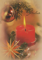 Buon Anno Natale CANDELA Vintage Cartolina CPSM #PAV534.IT - Neujahr