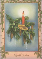 Buon Anno Natale CANDELA Vintage Cartolina CPSM #PAV594.IT - Neujahr