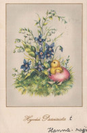OSTERN FLOWERS HUHN EI Vintage Ansichtskarte Postkarte CPA #PKE450.DE - Pâques