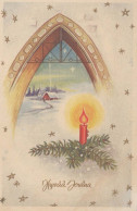 Neujahr Weihnachten KERZE Vintage Ansichtskarte Postkarte CPSMPF #PKD009.DE - Nieuwjaar