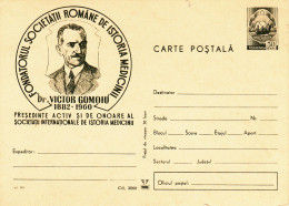 THE HISTORY OF MEDICINE, THE FOUNDER OF THE SOCIETY, VICTOR GOMOIU 1882-1960, POSTCARD STATIONERY UNUSED,ROMANIA. - Cartas & Documentos