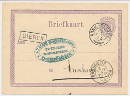 Trein Haltestempel Dieren 1874 - Lettres & Documents