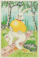 OSTERN KANINCHEN EI Vintage Ansichtskarte Postkarte CPSM #PBO439.DE - Pâques