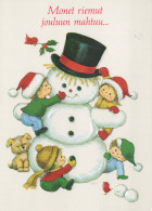 Neujahr Weihnachten SCHNEEMANN KINDER Vintage Ansichtskarte Postkarte CPSM #PAZ685.DE - Nouvel An