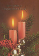 Neujahr Weihnachten KERZE Vintage Ansichtskarte Postkarte CPSM #PAZ436.DE - Nouvel An
