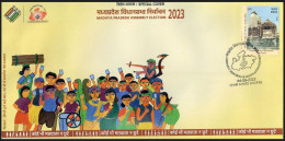 India 2023 Madhya Pradesh Assembly Election,18+ Age,Vote,Men,Women,Old,Handicapped, Sp Cover (**) Inde Indien - Briefe U. Dokumente