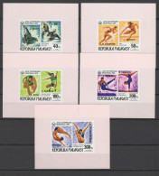 Malagasy - Madagascar 1976 Olympic Games Montreal, Swimming, Etc. Set Of 5 S/s Imperf. With Winners O/p MNH -scarce- - Verano 1976: Montréal