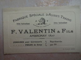 Carton 01 AMBRONAY Fabrique Spéciale D'avant Trains F. VALENTIN & Fils - Non Classés