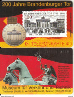 GERMANY - Stamp And Coin, 200 Jahre Brandenburger Tor(K 601), Tirage 35000, 11/91, Used - K-Series: Kundenserie