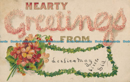 R002977 Hearty Greetings. Flowers. B. B. London. 1909 - Autres & Non Classés