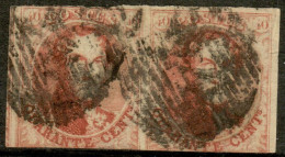 BELGIE 1858 - LEOPOLD I - BLOK X 2 N° 12A - GESTEMPELD - 1858-1862 Médaillons (9/12)