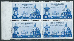 Italia, Italy, Italie 1959; Patti Lateranensi, Accordo Tra Italia E Vaticano XXX Anniversario. Quartina Di Bordo. - Christianity