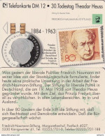 GERMANY - Coin & Stamp, Theodor Heuss 1884-1963(O 443), Tirage 15000, 01/93, Mint - O-Series: Kundenserie Vom Sammlerservice Ausgeschlossen