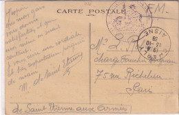 Charly (02 Aisne) Tampon De L'hôpital Complémentaire En 1939 Envoi Du Marquis De Saint Etienne Pour Paris Richelieu - Guerra De 1939-45