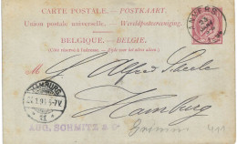 (Lot 02) Entier Postal  N° 46 écrit D'Anvers Vers Hamburg - Cartes Postales 1871-1909