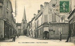 CPA 77- Chaumes-en-Brie - La Rue Foix Et L'Eglise - Autres & Non Classés
