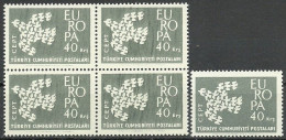 Turkey; 1961 Europa CEPT 40 K. "Sloppy Print" - Unused Stamps