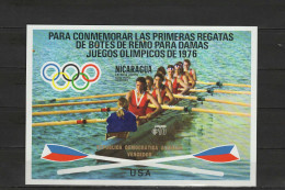 Nicaragua 1976 Olympic Games Montreal, Rowing S/s Imperf. With Winners Overprint In Gold MNH - Verano 1976: Montréal