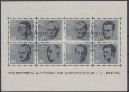 BRD  Block 3 -  20. Jahrestag Des Attentats - Dem Deutschen Widerstand - 20.07.1964 - 1959-1980