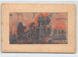 België - NIEUWPOORT (W. Vl.) SILK - SOIE - Brand In De Kathedraal Tijdens De Eerste Wereldoorlog - Ansichtkaart Geweven  - Nieuwpoort