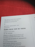 Doodsprentje Maria Julia Van De Veken / Hamme 20/1/1917 - 20/3/1992 ( Jan De Jonghe ) - Religione & Esoterismo