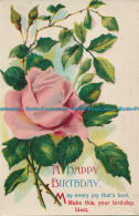 R003088 Greeting Postcard. A Happy Birthday. Pink Rose. H. B. No 0788. 1914 - Welt