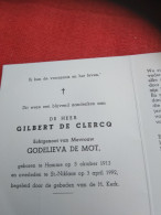Doodsprentje Gilbert De Clercq / Hamme 5/10/1913 Sint Niklaas 3/4/1992 ( Godelieva De Mot ) - Religion &  Esoterik