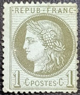 FRANCE Y&T N°50 Cérès 1c Vert-olive. Neuf(*) S.G. - 1871-1875 Ceres