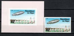 Niger 1976 Olympic Games, Zepplin With Olympic Rings Stamp + S/s Imperf. MNH - Verano 1976: Montréal