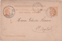 LUXEMBOURG > 1882 POSTAL HISTORY > Stationary Card From Esch-sur-Alzette To St Jngbert - 1859-1880 Wappen & Heraldik