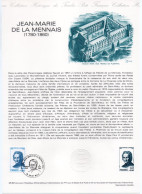- Document Premier Jour JEAN-MARIE DE LA MENNAIS (1780-1860) - SAINT-MALO 6.9.1980 - - Sonstige & Ohne Zuordnung