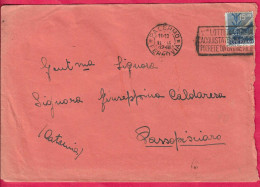 ANNULLO A TARGHETTA"LOTTERIA ITALIA" SU BUSTA GRANDE DA PALERMO*11.IX.1948* PER PASSOPISCIARO - 1946-60: Marcophilie