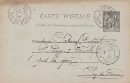 Entier Postal. Type Sage 10c Noir De 1978/1906. Sur Carte Verte Sans Mention "République Française" Oblitéré - 1877-1920: Semi Modern Period