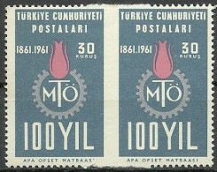 Turkey; 1961 100th Year Of The Technical And Professional Schools 30 K. ERROR "Partially Imperf." - Unused Stamps