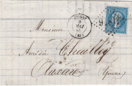 Lettre Du 8 Mai 1865 De Joigny à Auxerre N°Y&T 22 - 1862 Napoleon III