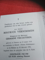 Doodsprentje Maurice Vernimmen / Hamme 23/3/1919 Sint Niklaas 25/2/1992 ( Germaine Vercauteren ) - Religion &  Esoterik