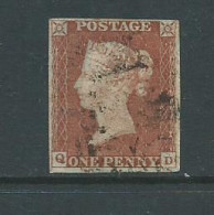 Penny Red Imperf. Red Brown Very Faint Ivory Head . Indistinct Mc. Plate 26  Just  4 Margins Sg8 - Used Stamps