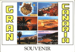 72577414 Gran Canaria Landkarte Palmen Strand Duenen Spanien - Autres & Non Classés